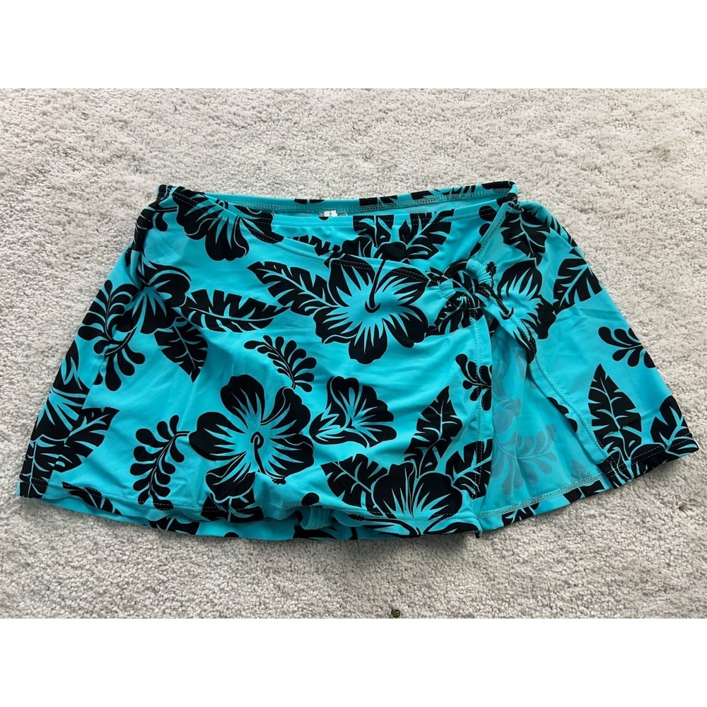 Ocean Dream Women's Blue Black Floral Swim Skirt Shorts Size 10‎